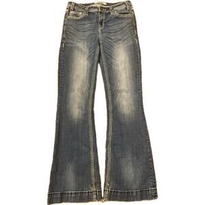 Rock and Roll Denim Mid Rise Trouser Women’s 27x36 Bootcut Jeans Distressed